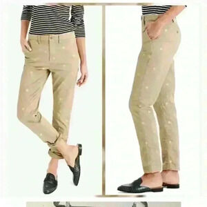 J.Crew khaki gold polka dot pant 27